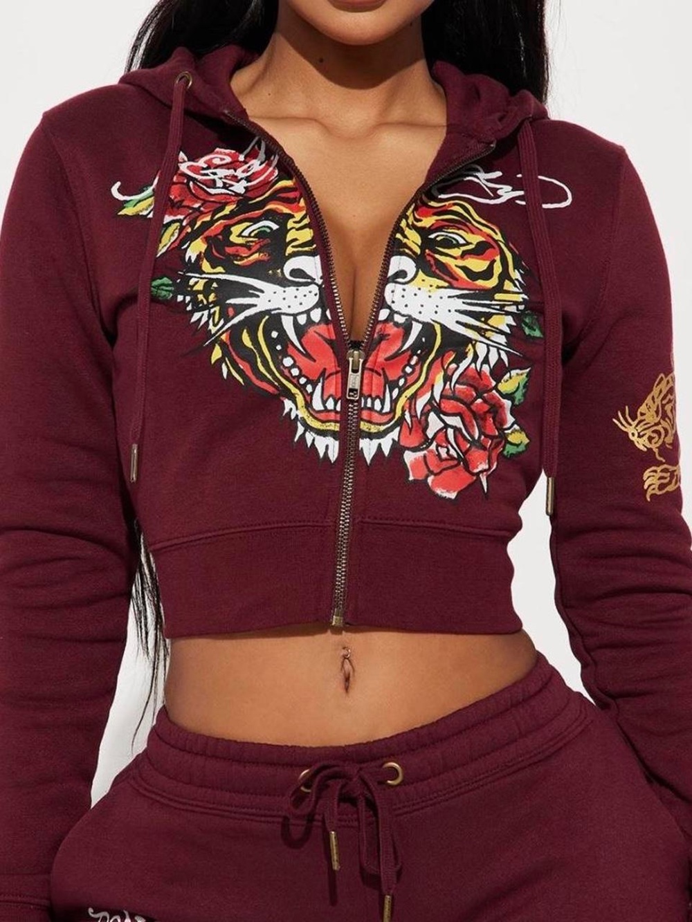 ED HARDY Y2K CROP HOODIE